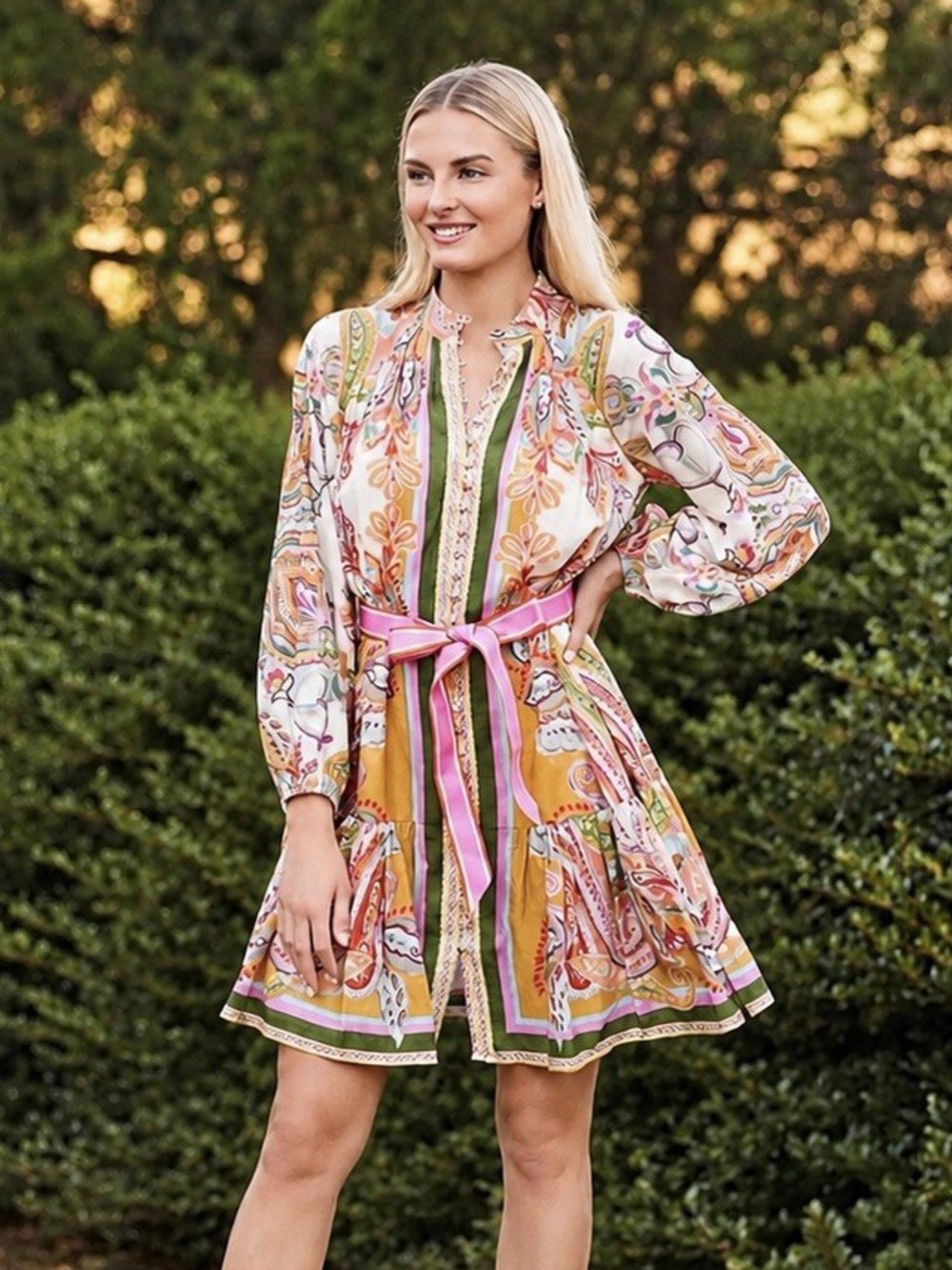 Antonio Melani Brynn Paisley Scarf Print Cotton Dress Size 0 NWT